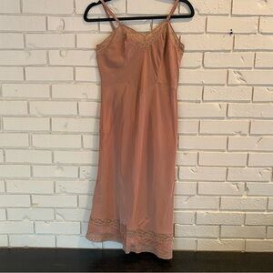 Vintage Corsage 50’s Brown Lace Nightgown Chemise Slip Dress size 34